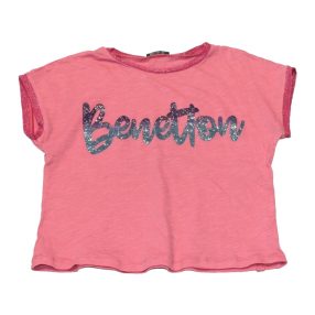 Benetton, Feliratos, rózsaszín póló