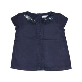 M&S, Sötétkék, flitteres gallérú blúz