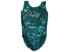 Tornász jelmez, türkiz, feliratos tornadressz